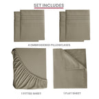 Brushed Microfiber Bed Sheet Set 6 Piece with Embroidered Pillowcases - Hotel Luxury Deep Pocket 16 Inch, Soft Breathable All Season, 24 Colors, Twin Twin XL Full Queen King Cal King