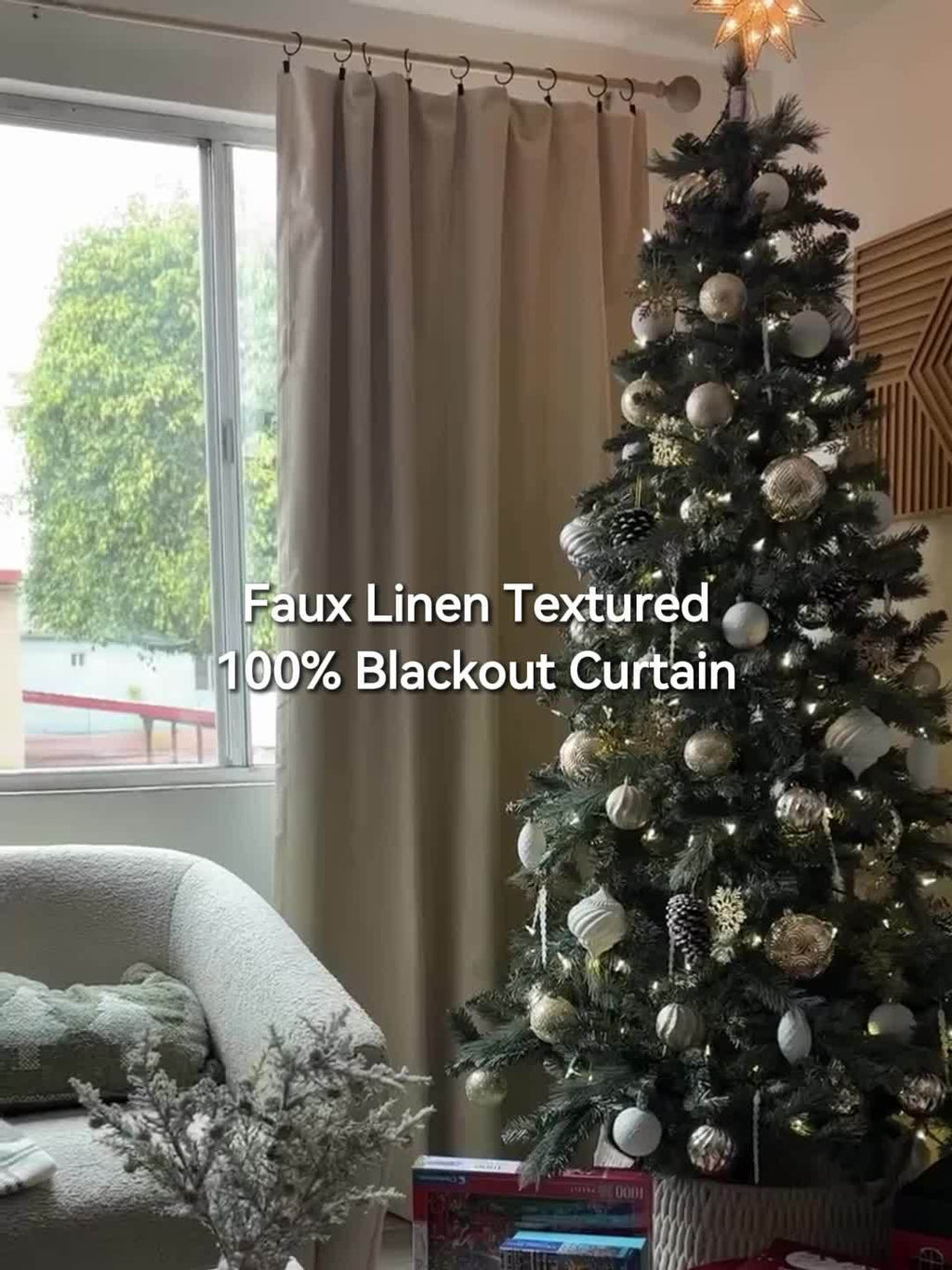 100% Blackout Faux Linen Curtains 4 Panels - Thermal Insulated Drapes with Clip Rings or Rod Pocket, Extra Wide 50" Panels for Bedroom Living Room, 10 Colors 4 Lengths