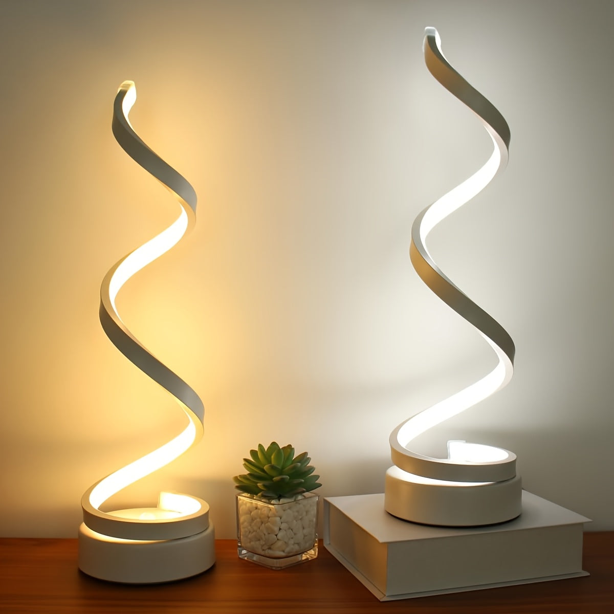 Spiral Adjustable Desk Lamp Vintage Style with Dimmable Warm Light, 3 Color Modes 10 Brightness Settings, Space-Saving Table Lamp for Bedroom Study & Living Room, 12V Safe Low Voltage, Gift for Friends & Family