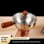 304 Stainless Steel Uncoated Small Frying Pan with Walnut Handle – Physical Non-Stick, Healthy & Durable | Uniform Heat | Easy to Clean | Breakfast, Salad & Dessert