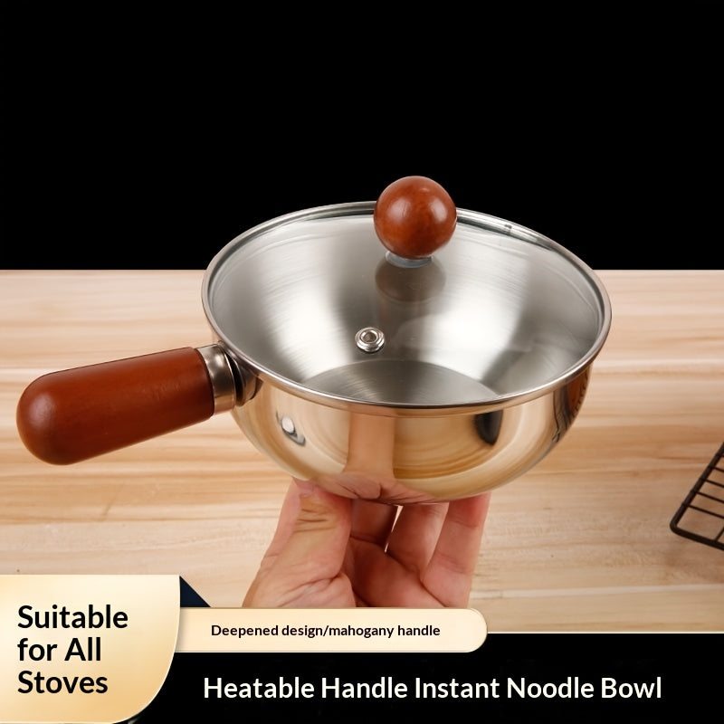 304 Stainless Steel Uncoated Small Frying Pan with Walnut Handle – Physical Non-Stick, Healthy & Durable | Uniform Heat | Easy to Clean | Breakfast, Salad & Dessert