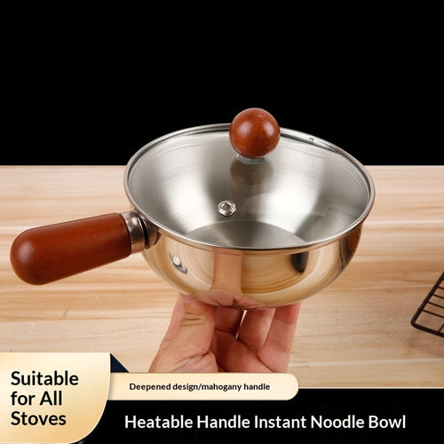304 Stainless Steel Uncoated Small Frying Pan with Walnut Handle – Physical Non-Stick, Healthy & Durable | Uniform Heat | Easy to Clean | Breakfast, Salad & Dessert