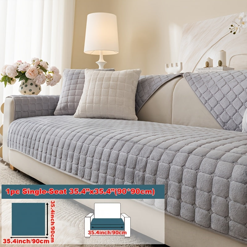 Short Plush Sofa Cover Soft Thick Pet Friendly All Season Sofa Protector Machine Washable for 1 2 3 4 Seater Living Room Bedroom Office Winter