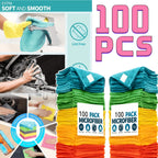 Microfiber Cleaning Cloths 100 Pack Bulk Set - Super Absorbent Fast-Drying Streak-Free Reusable Cleaning Towels for Kitchen Bathroom Car & Furniture Multicolor Assorted