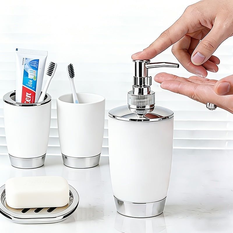 7-Piece Luxury Bathroom Accessory Set Modern Style Trash Can Toilet Brush Soap Dispenser Dish Toothbrush Holder Mouthwash Cup