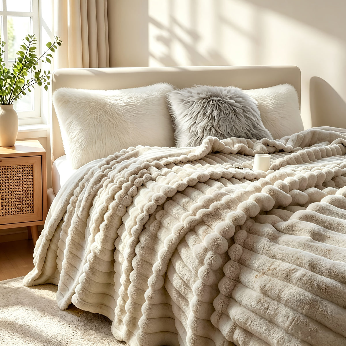 Soft Plush Throw Blanket – Thick Warm Fuzzy Cozy Blanket for Couch, Bed, Office & Travel | 4 Sizes, 4 Colors | Great for Gifts & Room Decor