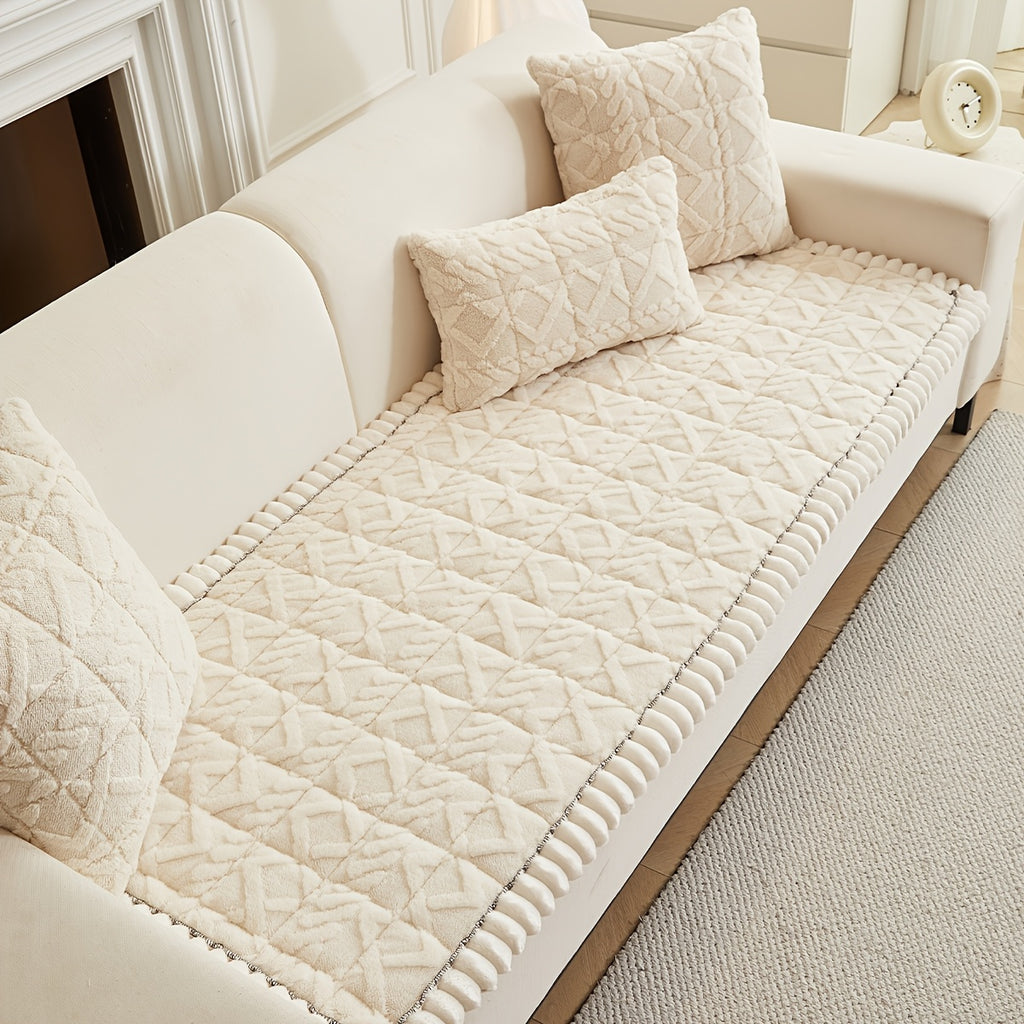 Thickened Quilted Sofa Cushion Pad Soft Polyester Seat Mat for Loveseat 2 3 4 Seater Sofa Autumn Winter Warmth Home Decor Dark Gray Dark Coffee Cream Green