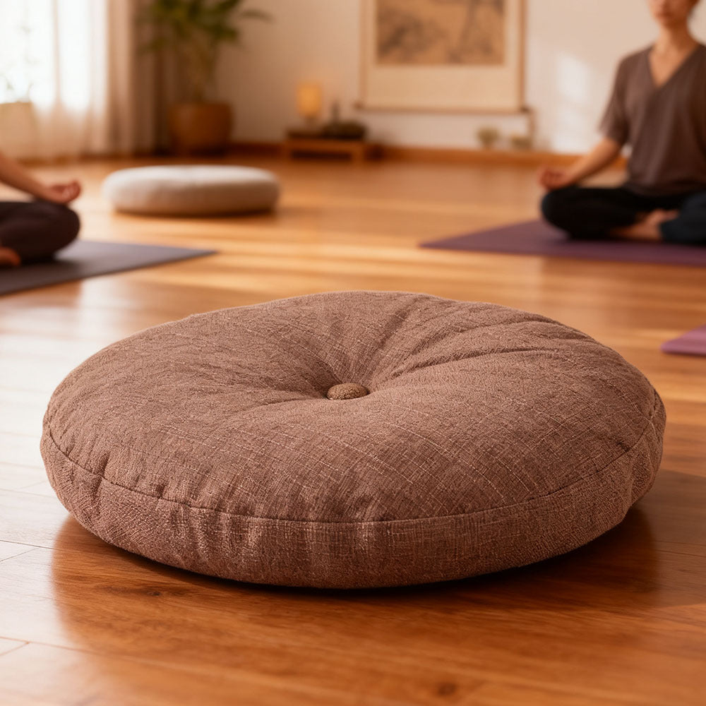 Round Seat Cushion 40x40cm 15cm Thick Firm Futon Meditation Mat Removable Linen Cover Chair Pad for Office Dining Chair Home Decor All Seasons Christmas