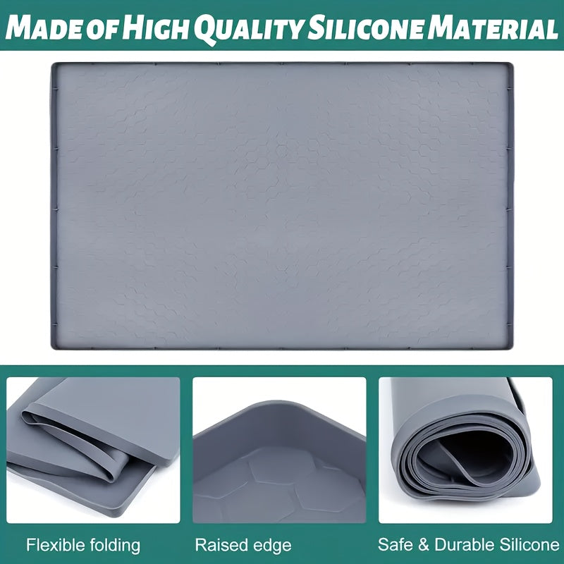 Under Sink Mat Waterproof 34x22 Inch - Silicone Cabinet Liner Drip Tray for Kitchen & Bathroom, Shelf Protector Organizer for Under Sink Storage, Large & Gray Options