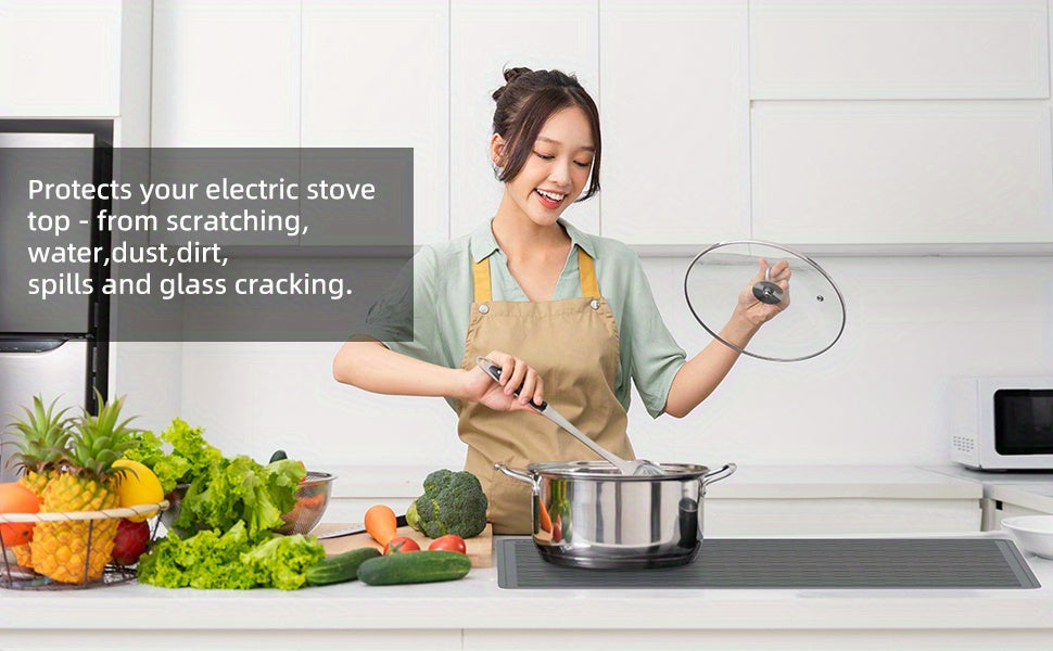 Silicone Stove Top Cover and Dish Drying Mat 30x21 Inch - Anti-Slip Thick Protective Mat for Glass and Electric Cooktops, Countertops and Washer Dryer - Heat Resistant Kitchen Mat