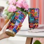Cat Lover Gift Tumbler 20oz Boho Rainbow Cat Art Insulated Stainless Steel Travel Mug – Leakproof Birthday Gift for Cat Mom Women Pet Lovers