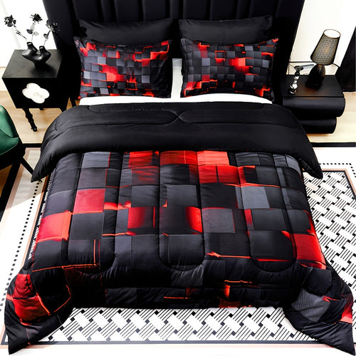 180GSM Digital Print Comforter Set 3-Piece Queen King Twin Full – Thick Quilt with 2 Pillowcases, All-Season Soft Breathable Bedding Set for Bedroom & Dormitory