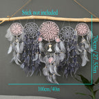 Boho Metal Dreamcatcher Set of 5 with Feathers – Large Multi-Size Wall Hanging Decor for Bedroom in 5 Colors, Spiritual Catcher Gift for Christmas & Graduation