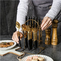 Marble Pattern Cutlery Set 24 Piece Polished Flatware Dinner Forks Soup Spoons Teaspoons for Home Restaurant Hotel Outdoor Dining Black Pink White Green