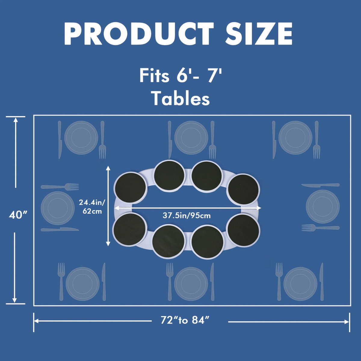 Lazy Susan Turntable Set 8PCS Expandable Rotating Serving Tray for Rectangular & Oblong Dining Tables – Smooth 360° Spin Plastic Tabletop Organizer for Family Dinners, Hotpot & Entertaining