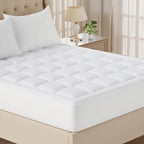 Quilted Pillow Top Mattress Topper - Ultra Soft Cooling Mattress Pad for Deep Beds, 450G/900G/1200GSM Fill, Twin Full Queen King Cal King, White Gray Green