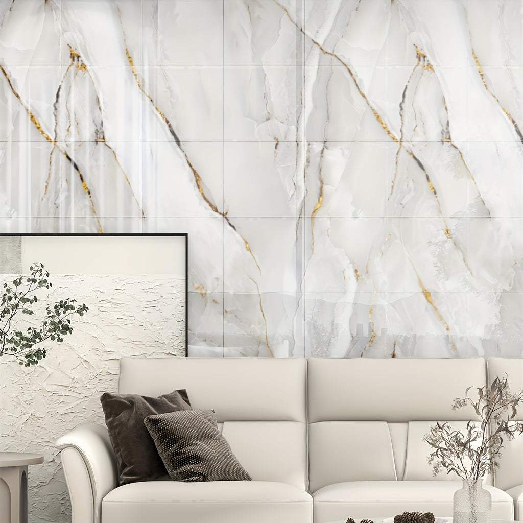3D Marble Peel and Stick Wall Tiles 20/50pcs, Self-Adhesive Foam Wall Panels & Wall Stickers for Bathroom, Kitchen, Living Room & Bedroom Renovation, Easy to Cut & Clean, Grey Marble, Not Real Tile