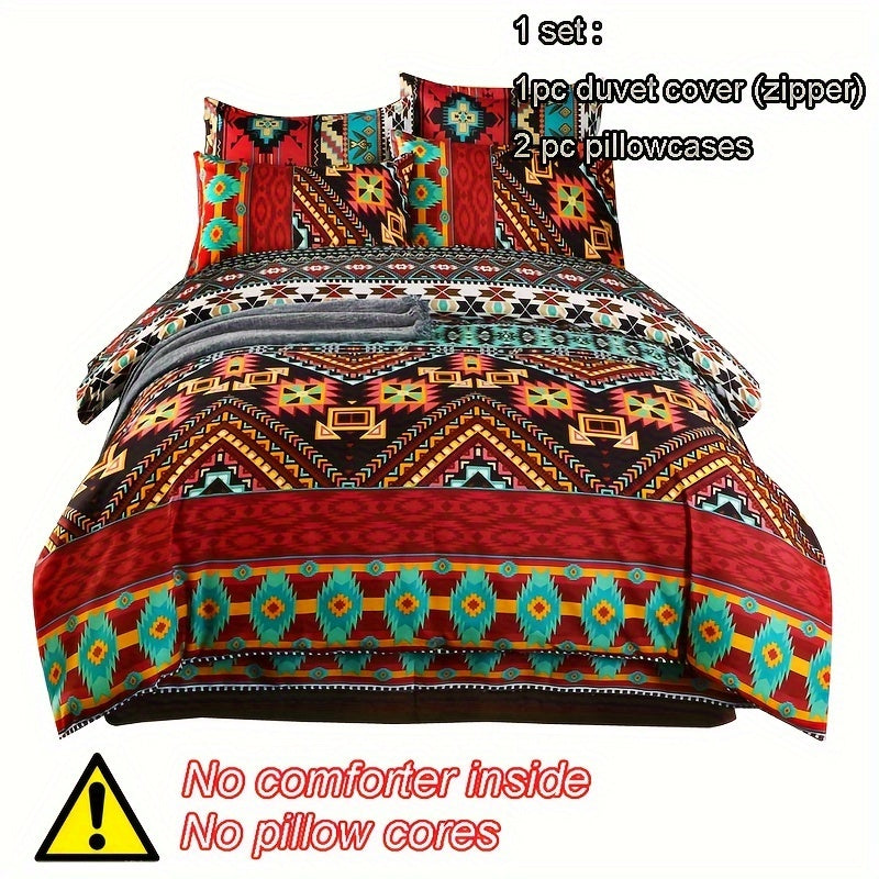 Bohemian Duvet Cover Set 3 Piece - Soft Breathable Boho Bedding Set with 2 Pillowcases Twin Full Queen King No Comforter Insert