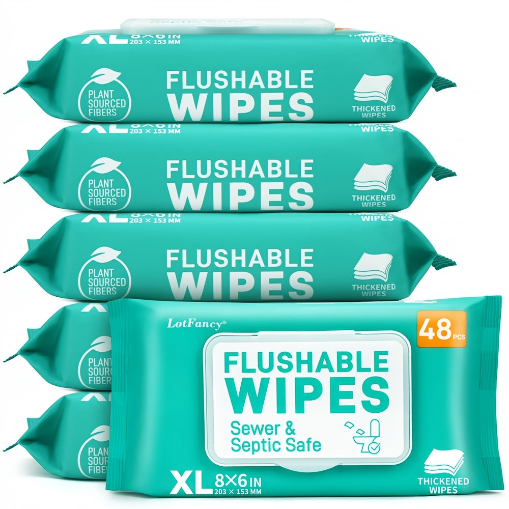 Flushable Wet Wipes for Adults Bulk Pack 480 or 720 Wipes Septic Safe Quick-Dispersing Plant-Based Fibers No Alcohol Toilet Wipes for Personal & Household Cleaning Standard Plumbing Compatible