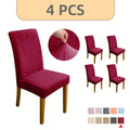 Jacquard Stretch Dining Chair Covers 4/6pcs – Removable Washable Elastic Chair Slipcovers for Dining Room & Kitchen, 10 Colors, Christmas & Holiday Home Decor Chair Protector