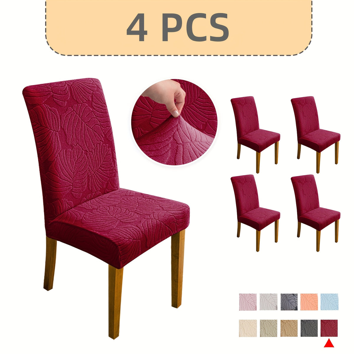 Jacquard Stretch Dining Chair Covers 4/6pcs – Removable Washable Elastic Chair Slipcovers for Dining Room & Kitchen, 10 Colors, Christmas & Holiday Home Decor Chair Protector