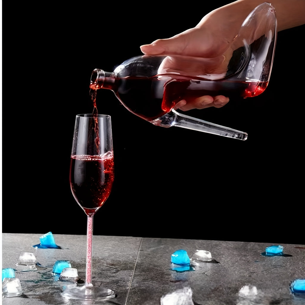 High-Heel Shoe Decanter – Handmade Lead-Free Crystal Glass with Stopper, 750ml Transparent Glossy Wine Decanter for Kitchen, Dining & Home Decor, Valentine’s Day & Holiday Gift