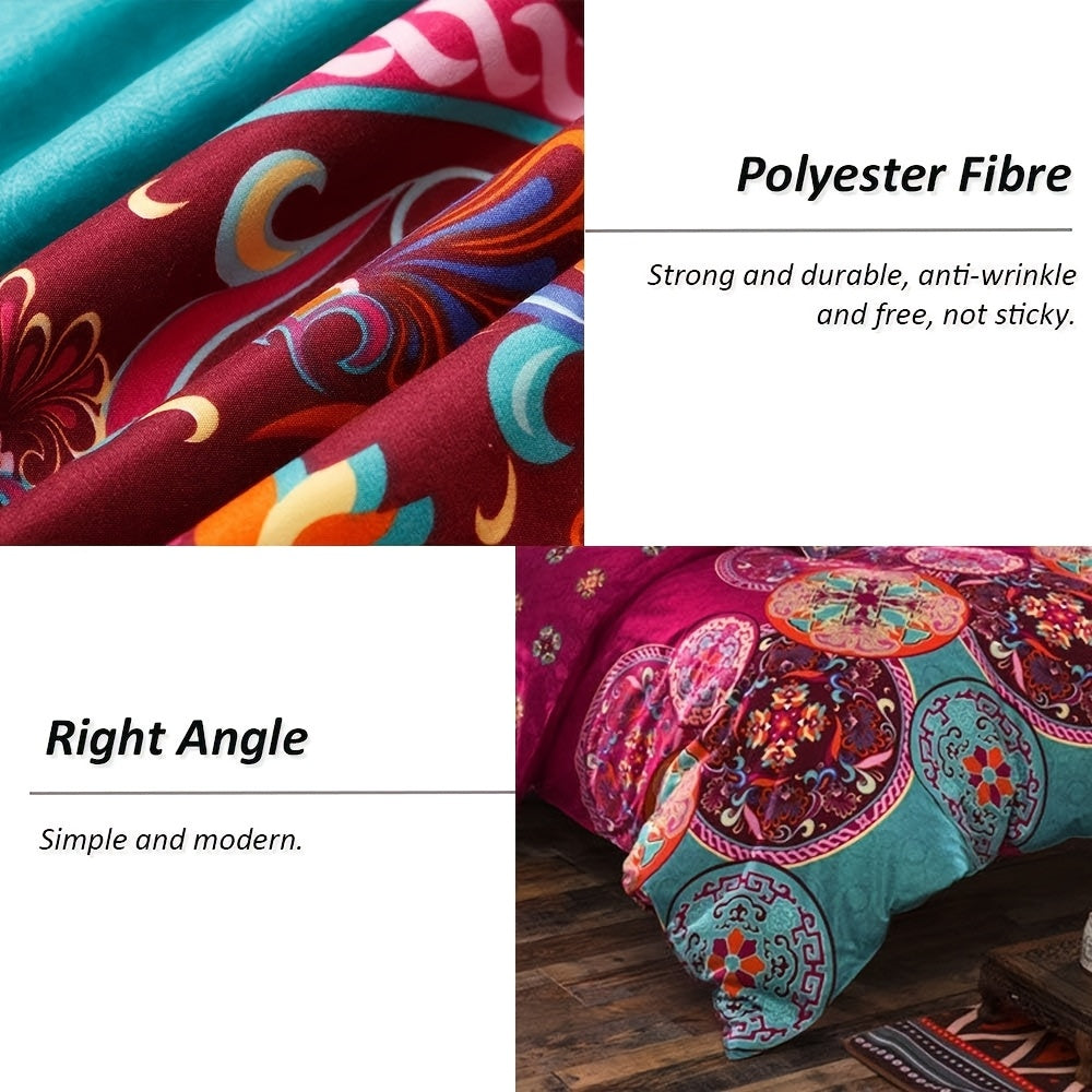 Bohemian Print Quilt Set 2/3pcs - Soft Microfiber Lightweight All-Season Bedding for Double Bed Large and Extra Large Perfect Gift for Valentine's Day Wedding and Girls