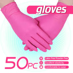 Disposable Gloves Rose Pink Stain Resistant Waterproof Soft Comfortable Wrist for Daily Cleaning Kitchen Restaurant Pet Care Beauty Hairdressing M L 50 100 150 200 Count