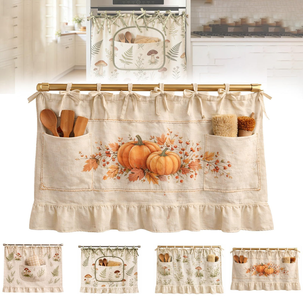 Appliance Skirt Curtain with Pockets – Farmhouse Kitchen Decor, Blackout Polyester, Grommet Top, Ruffled Trim | Hides Dishwasher, Washing Machine & Range Clutter | Nuvia Haven