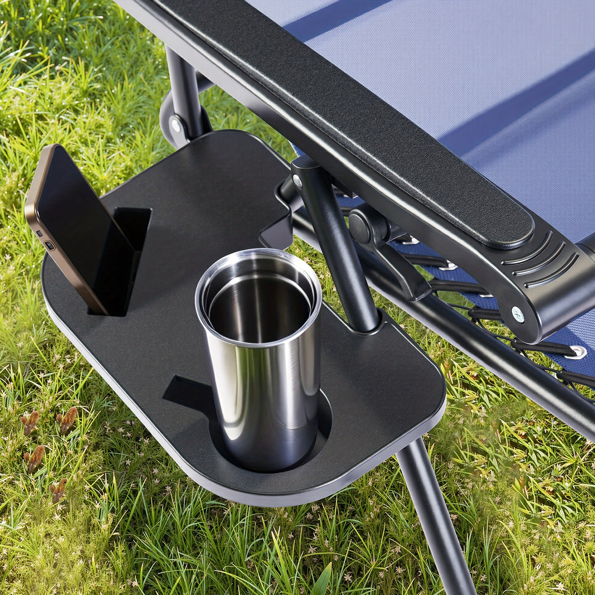 Zero Gravity Recliner Chair Outdoor Folding Lounge Chair 2 Pack – Beach Camping Patio Chair with Cup Holder, Adjustable Pillow for Poolside, Backyard & Lawn | Black, Blue