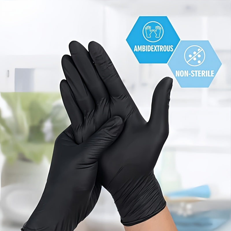 Black Disposable Nitrile Gloves 500PCS 6.7 Mil Thick Latex-Free & Powder-Free – 5 Boxes of 100, Textured Grip for Cooking, Food Handling, Cleaning & Hair Coloring, S/M/L/XXL