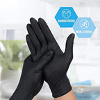 Black Disposable Nitrile Gloves 500PCS 6.7 Mil Thick Latex-Free & Powder-Free – 5 Boxes of 100, Textured Grip for Cooking, Food Handling, Cleaning & Hair Coloring, S/M/L/XXL