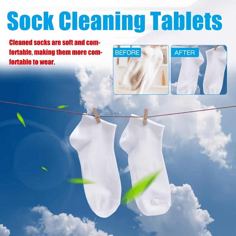 Sock Cleaning Tablets 12-Pack Deep Penetrating Clean Odor Neutralizing Sweat and Stain Remover Laundry Soak Tablets for Socks No Scrubbing Needed