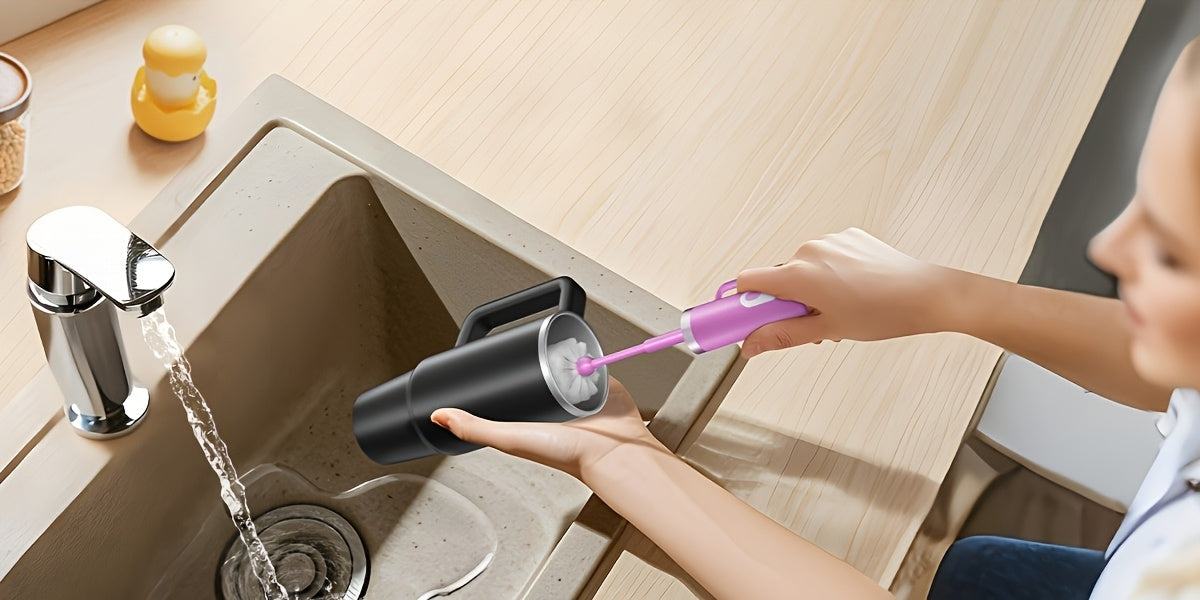Electric Cup Scrubber 2-Speed IPX6 Waterproof – Type-C Rechargeable Bottle Brush Cleaner for 40oz Mugs, Tumblers & Water Bottles, Long Straw Brush & Wall Mount Storage, Kitchen Cleaning Tool