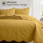 Luxury Quilted Bedspread Set 3 Piece Floral Coverlet with Pillow Shams Breathable Lightweight All Season - Twin Queen King California King 16 Colors