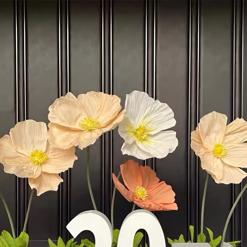 Super Large Poppy Artificial Paper Flowers 1pc – Oversized Handcrafted Paper Art Flower for Wedding Scene, Shop Window & Home Decor, Fake Floral Centerpiece Decoration