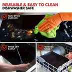 Oven Liners for Bottom of Oven 2pcs + Oil Brush - BPA Free Thick Non-Stick Oven Mats for Electric, Gas, Toaster, Convection & Microwave Ovens, Grills & BBQ