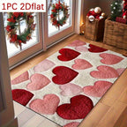 Heart Pattern Floor Mat - Red Pink Heart-Shaped Sponge Carpet for Couple Bedroom Entrance Porch Indoor Outdoor, Valentine's Day Romantic Home Decor