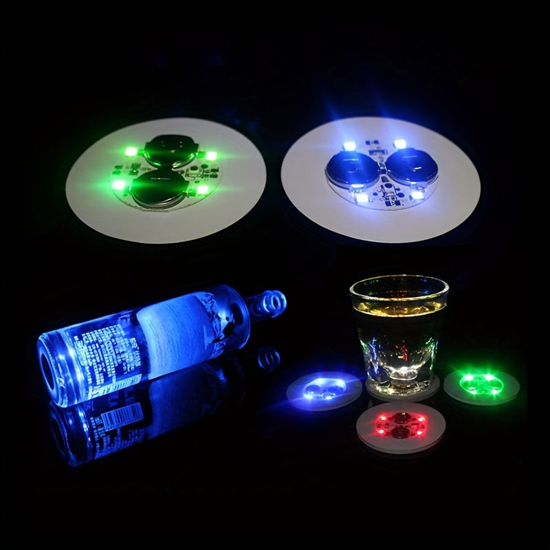 LED Light-Up Cup Coasters 40pcs Colorful Luminous Bottle Stickers Glow Drink Coasters for Parties Weddings Bars Clubs KTV Home Entertainment