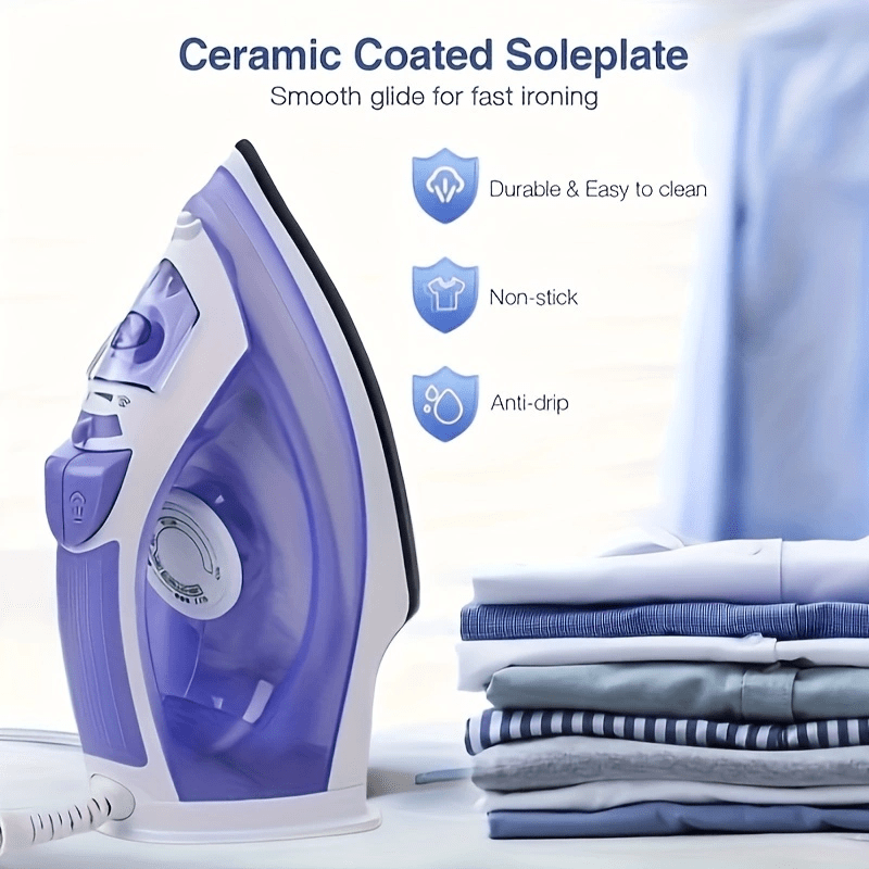 Travel Clothes Steamer 1200W Non-Stick Soleplate – Adjustable Thermostat, Overheat Safety Protection, Variable Steam Control, Compact Handheld Garment Steamer for Travel & Home, Purple & Grey