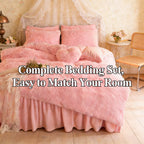 Velvet Duvet Cover Set Queen King Twin - Faux Down Flannel Bedding with Pillowcases & Bonus Heart Pillow, Zipper Closure Plush Thermal All-Season, 8 Colors 3/4-Piece