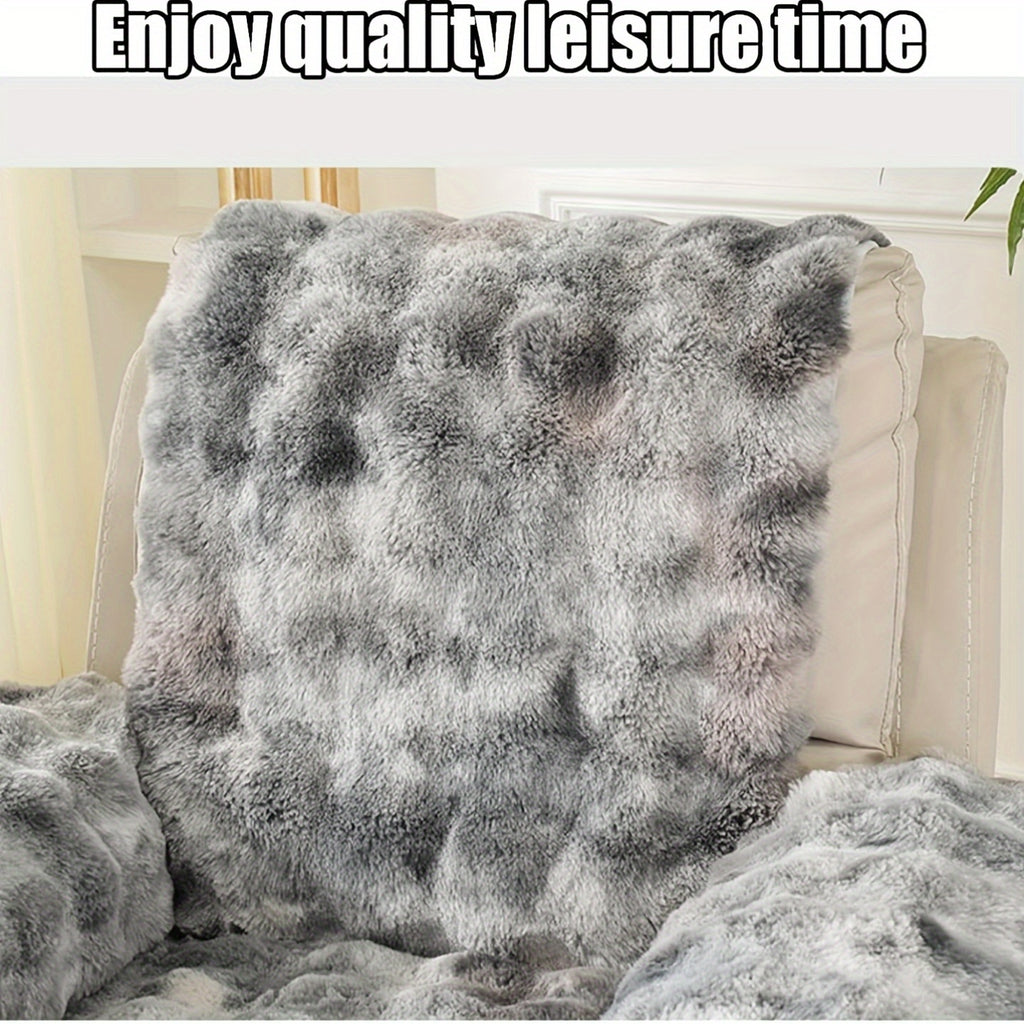Plush Faux Rabbit Sofa Cover Set 4 Piece Thick Warm Non-Slip Machine Washable – Modern Pet-Friendly Couch Protector for Autumn & Winter – Gradient Colors