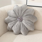 Velvet Flower-Shaped Throw Pillow with Pillow Core - Elegant Round Cushion for Sofa Bed and Living Room Decor Christmas Home Decoration Gift