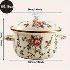 Enamel Diamond Soup Pot – Thick-Walled Double Handle Stew Pot, High-Temp Resistant, 2 Designs & 2 Sizes, Electric Stove Gas Flame Compatible