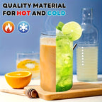 Insulated Drinking Glasses with Lids and Straws 16oz | Reusable Glass Cups Set for Iced Coffee Tea Smoothies Parties