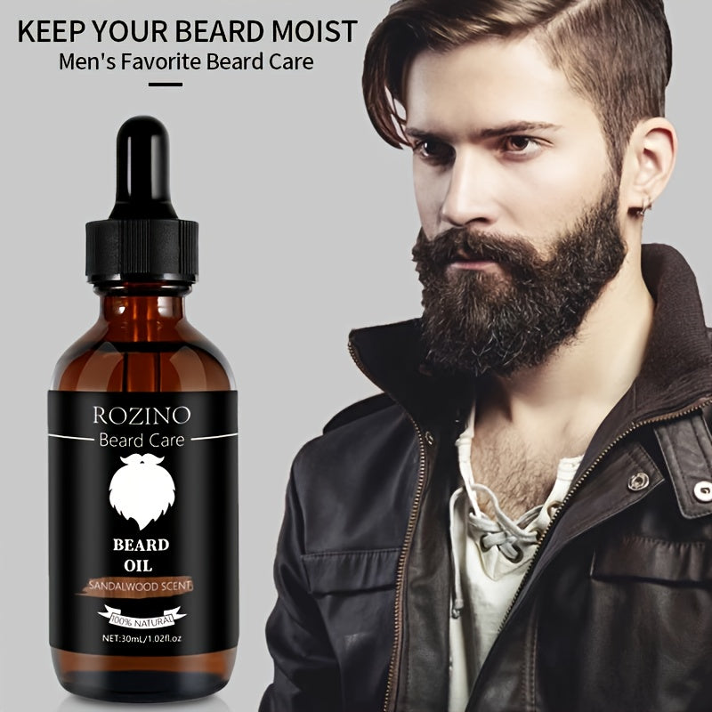 Sandalwood Beard Care Essential Oil 30ml, Plant-Based Beard Oil for Men, Moisturizes Softens & Smooths Facial Hair for a Polished Well-Groomed Look