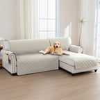 L-Shaped Sectional Sofa Cover 100% Liquid-Resistant Couch Slipcover with Non-Slip Straps for Dogs Cats Pets Left Right Chaise