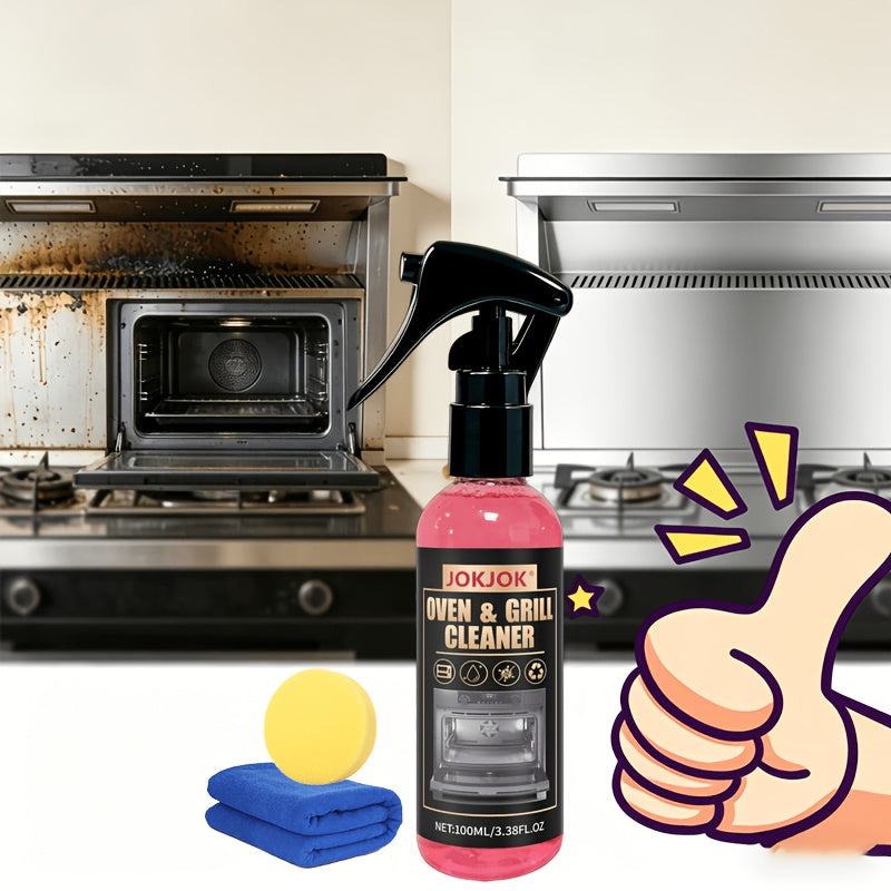 Oven & Stove Foam Cleaner Spray – Powerful Degreaser Removes Stubborn Grease & Baked-On Stains from Ovens, Grills, Stovetops & Metal Surfaces – Gentle Formula with Citric Acid, Kitchen Cleaning Essentials