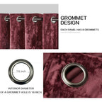 Luxury Distressed Crushed Velvet Curtains - 4-Piece Set (2 Panels + 2 Tiebacks), Grommet Top, Room Darkening | 10 Colors, 3 Sizes