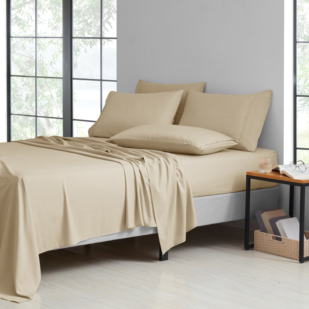 Bamboo Blend Cooling Sheet Set 6-Piece 2000 Thread Count Satin | Deep Pocket 16" Hypoallergenic Breathable Bed Sheets, Twin Full Queen King Cal King, 20 Colors